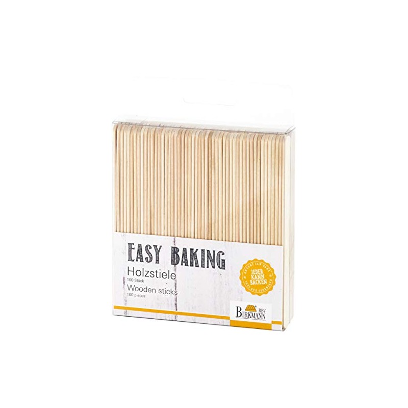 RBV Birkmann, 330634 Easy Baking, Pack of 100 Wooden Handles,