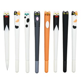 Maydahui 8 Pcs Cute Cat Pens Colorful Expression Face Cat Novelty Kitty Style Gel Ink Pens 0.5mm Black Ink for Cat Pet Lovers School Office Supplies Party Favors
