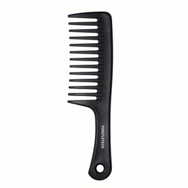 TONGTLETECH Wide Tooth Comb for Long, Wet & Dry or Curly Hair - Professional Handgrip Comb Detangler, Sturdy, Anti-Static, Resistant to Heat - Plastic, Black - Unisex