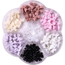 Six Colors Bow-Knot Nail Stud Rhinestones Crystal, 3D Bow-Knot Colorful Nail Charms Set for Nail Stones Design DIY Decoration Jewel Stones Nail Art Rhinestones Foot, Hand and Nail Care and Polish