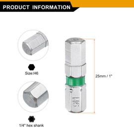 HARFINGTON 5pcs Hex Screwdriver Bit H6 1/4" Hex Shank 25mm/1" Length Magnetic Hexagonal Head Bits S2 Steel Electric Screw Driver Bit