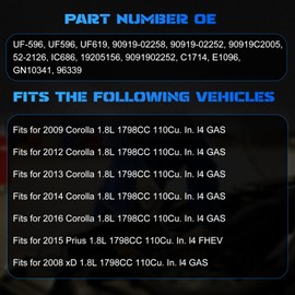 YOMALL 4PCS UF596 Ignition Coils & 4PCS 96339 Iridium Spark Plugs Ignition Coils Pack Fits for 2009 2011-2014 2016 Corolla, 2015 Prius, 2008 xD 1.8L 2.4L, Aftermarket Parts