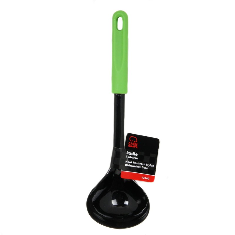 Chef Craft Basic Nylon Cooking/Serving Ladle, 12 inch, Green
