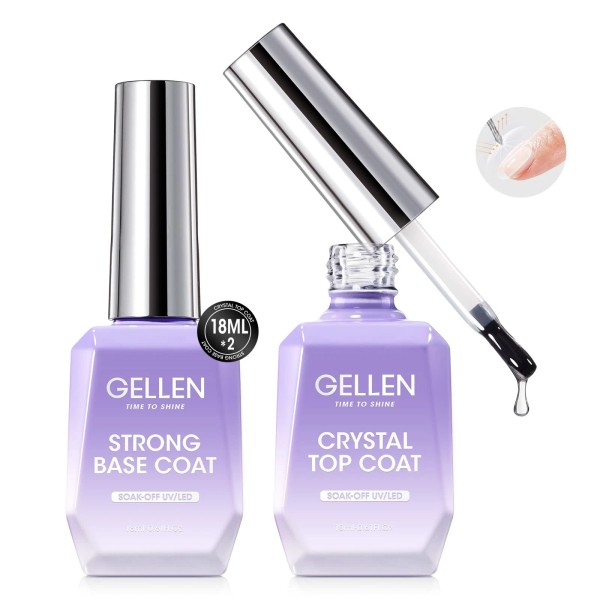 Gellen Crystal Base and Top Coat, 18ml Anti-scratch Nail Polish,