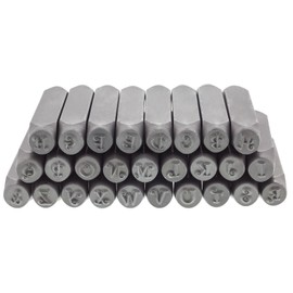 The Beadsmith Steel Alphabet Stamps - Metal Elements - 27-Piece 6mm Uppercase Curlz Font - A-Z Letters Plus “&” Symbol - Storage Case Included - Used for Stamping & Personalizing Soft Metals