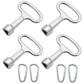 Meter Box Key,4 PCS Gas Meter Box Key Silver Triangle Socket Spanner Key Socket Spanner Triangle Key with 4 Carabiners for Gas Water Electric Meter Box Cabinet