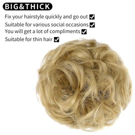 Messy Bun Hair Piece Hair Bun Thick Updo Scrunchies Hair Extensions Ponytail Hair Pieces for Women Girls Dark Black