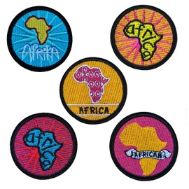 Kloris 5 pcs Africa Map Embroidered Iron on Patch Punk Jacket Backpack Badge Accessories