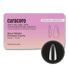 Curacoro Natural Nail Soft Gel Tips - 420Pcs Soft Gel Nail Extension, 14 Sizes Clear Full Cover Acrylic Tips, Long-Lasting Salon Quality, Easy to Wear & Natural Look