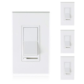 CLOUDY BAY in Wall Dimmer Switch for LED Light/CFL/Incandescent,3-Way Single Pole Dimmable Slide, 600W max Incandescent,150W max Dimmable LED/CFL, Cover Plate Included, Pack of 4
