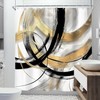 Riyidecor Black Gold Abstract Shower Curtain 72Wx72H Inch Modern Graffiti