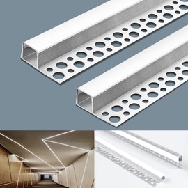 6 Pack LED Channel Plaster-in 3.3FT Trimless Recessed Drywall Aluminum Channel, LED Strip Profile for Wall and Ceiling with Milky Diffuser