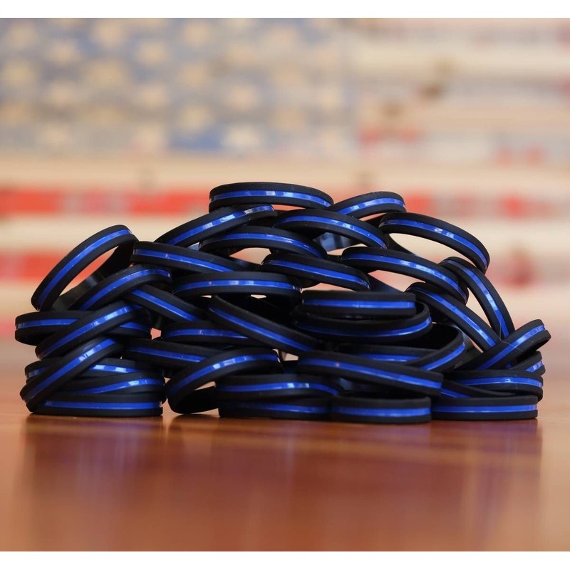 300 Thin Blue Line Silicone Wristbands In Support Memory Police