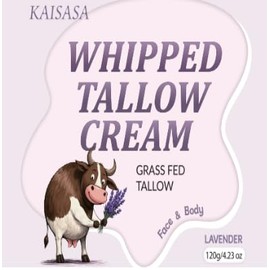 Grass-Fed Beef Tallow for Skin Care, Whipped Moisturising Cream - Natural Lotion, Organic Body Butter (Lavender)