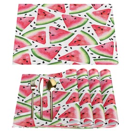Juego de 4 manteles individuales de sandía, lavables, de 12 x 18 pulgadas, modernos, antideslizantes, resistentes al calor, para el hogar, granja, cocina, cena, decoración de fiesta