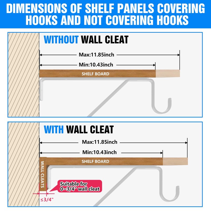 Pisman Adjustable Closet Rod Bracket Heavy Duty,Shelf Bracket with Rod