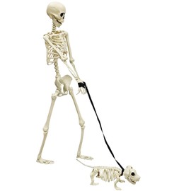 PETZOOKA 5.4FT Halloween Skeleton Life Size Human Adult Skeletons with Skeleton Dog Halloween Decorations for Indoor Outdoor Garden Lawn,Haunted House Props, Spooky Scene Party Decor