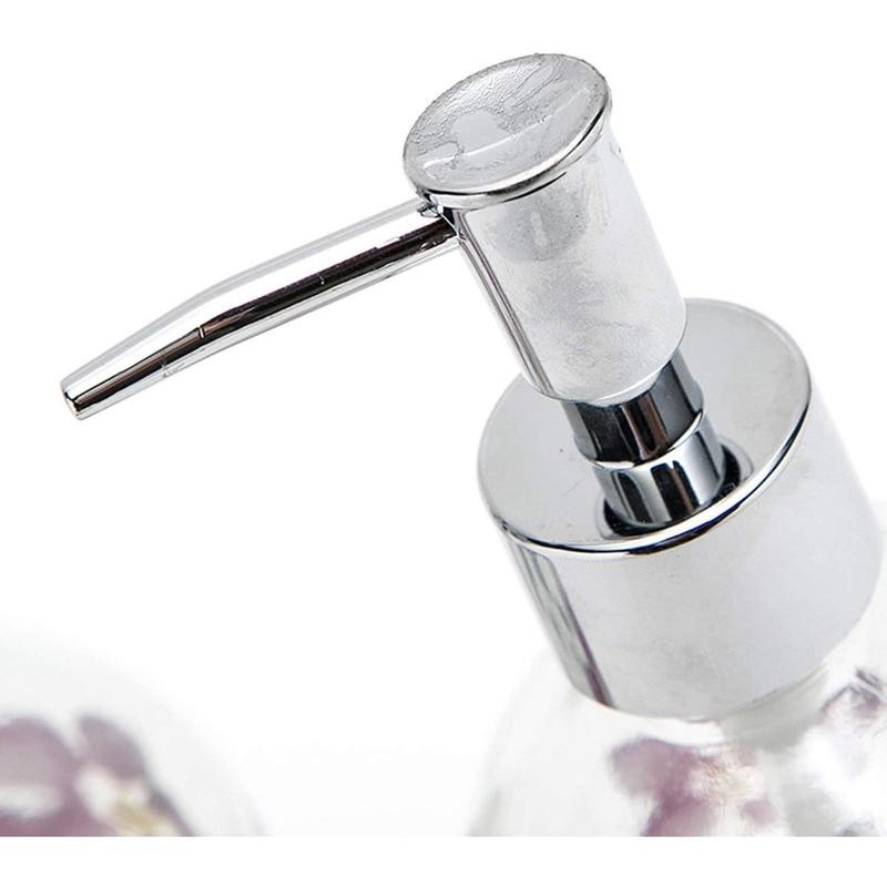 17oz Flower Glass Soap Dispenser Bottle with Plastic Pump Room