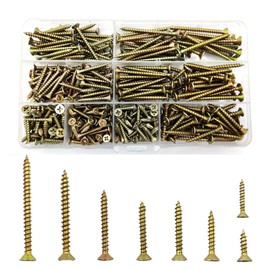335 Pcs Self-tapping Wood Screw Kits, Assorted Cross Pan Head Countersunk Zinc-Plated Concrete Screws, Drywall Screws for Door Hinges, Repairs, Self Drilling Chipboard Screws
