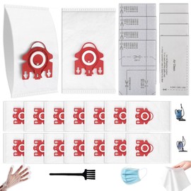 16 Packs 3D Airclean FJM Vacuum Bags Replacement for Miele Compact C1 Vacuum Bag Type FJM,Compact C1,Compact C2,S6000-S6999,S4000-S4999,S700,S500-S578 with 4 Motor Protection Filters,4 AirClean Filter