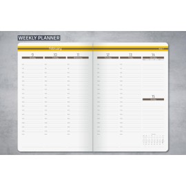 SIGEL L2601 Weekly Diary 2026 A5, Hardcover, Brown/Yellow, English Calendar, 176 Pages, FSC Certified, Calendar Book Diary Linescape