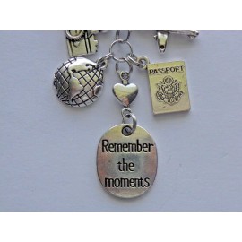 HANDMADE REMEMBER THE MOMENTS TRAVEL AIRCRAFT CAMERA BEADS KEYCHAIN PURSE CLIP BAG CHARM