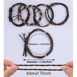 Babalet Boho Hair Ties, 12 PCS of 4 Styles Cute Bands for Thick Thin Hair, No Damage Elastic Bracelets, Hair Accessories for Girls and Women, Multicolor D