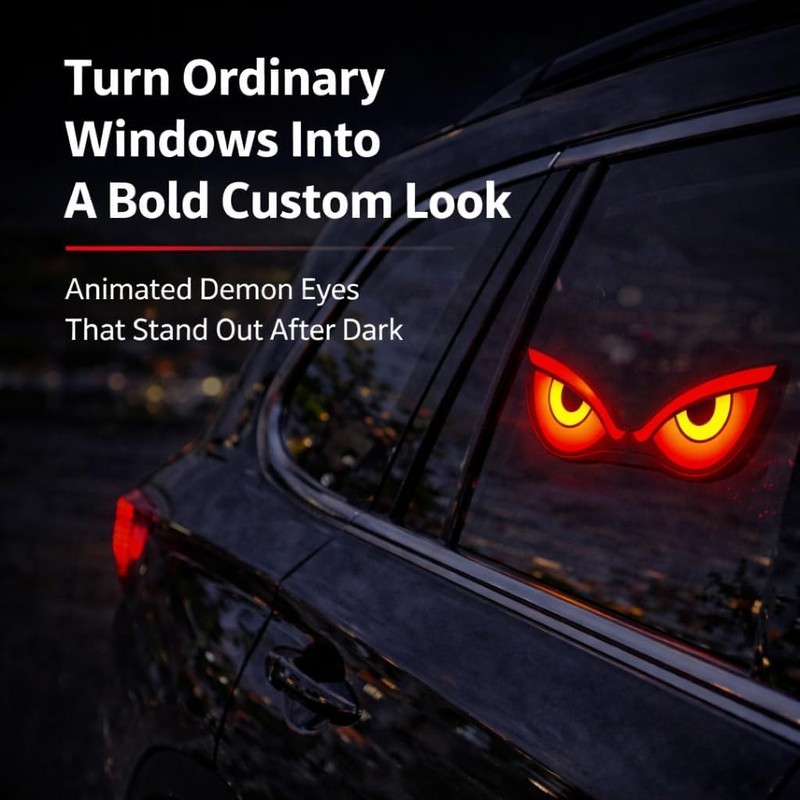 Solar Demon Eye LED Car Window Light, Wireless No Drill