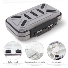OriGlam Fishing Tackle Storage Box, Double Sided Waterproof 16 Compartments, Tackle Storage Organizer Box, Fishing Lure Box Storage Containers (Gray)
