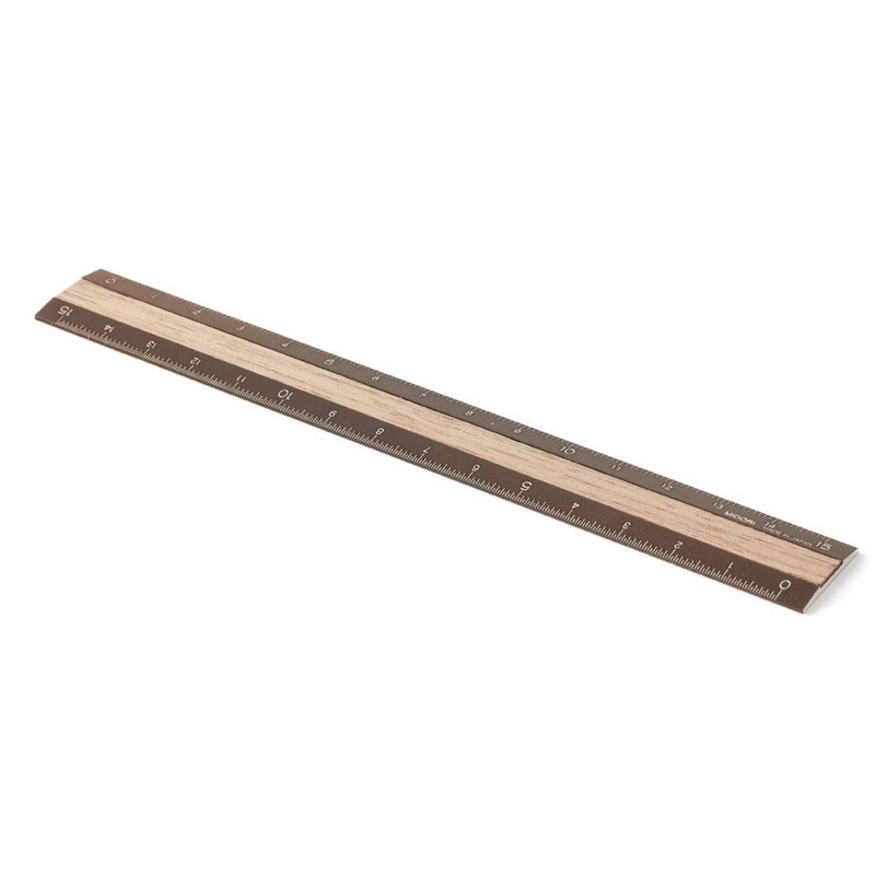 Midori 42280006 Aluminum Wood Ruler 5.9 inches (15 cm), Brown