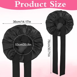 Silk Bonnet for Sleeping Women, Satin Hair Bonnets, Soft Elastic Band Silk Sleep Cap for Curly Hair, Braids - Soft Hair Protection with Tie Band Hair Wrap for Women (Black)