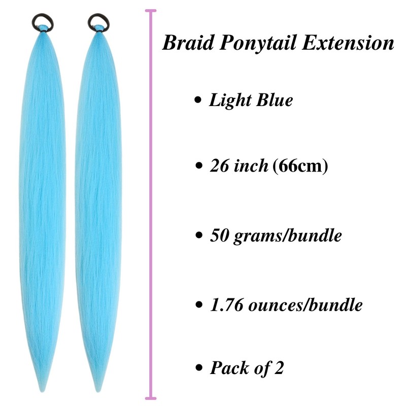 Extension per capelli sintetiche, colore blu, per trecce e coda