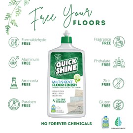 Quick Shine Multi Surface Floor Finish 27oz, 6Pk | Cleaner & Polish to use on Hardwood, Laminate, Luxury Vinyl Plank LVT, Tile & Stone | Safer Choice w/Clean Shine Technology | Shine-Protect-Refresh
