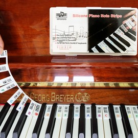 Removable Piano Keyboard Stickers for Beginners Reusable No Stickers Needed for 88/76/61/54/39/37 Keys Full Size Made of Silicone Note Letter Labels Washable (Colourful)