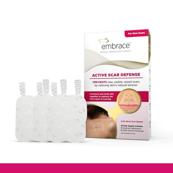Embrace Active Scar Defense for New Scars, FDA-Cleared Silicone Scar Sheets, 2.4 Inch, Medium, 60 Day Supply (Recommended Treatment)