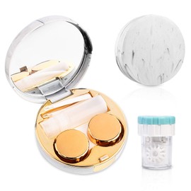 Contact Lens Travel Kit with Cleaner Washer, Portable Contact Box with Mirror Tweezers Remover Tool Solution Bottle for Outdoor Daily Use