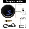 2'' 52mm Water Temperature Gauge, Car Digital Blue Led Water