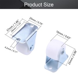 MroMax 1x 2X 4X 1-inch Dia Nylon Single Wheel Top Plate Fixed Caster