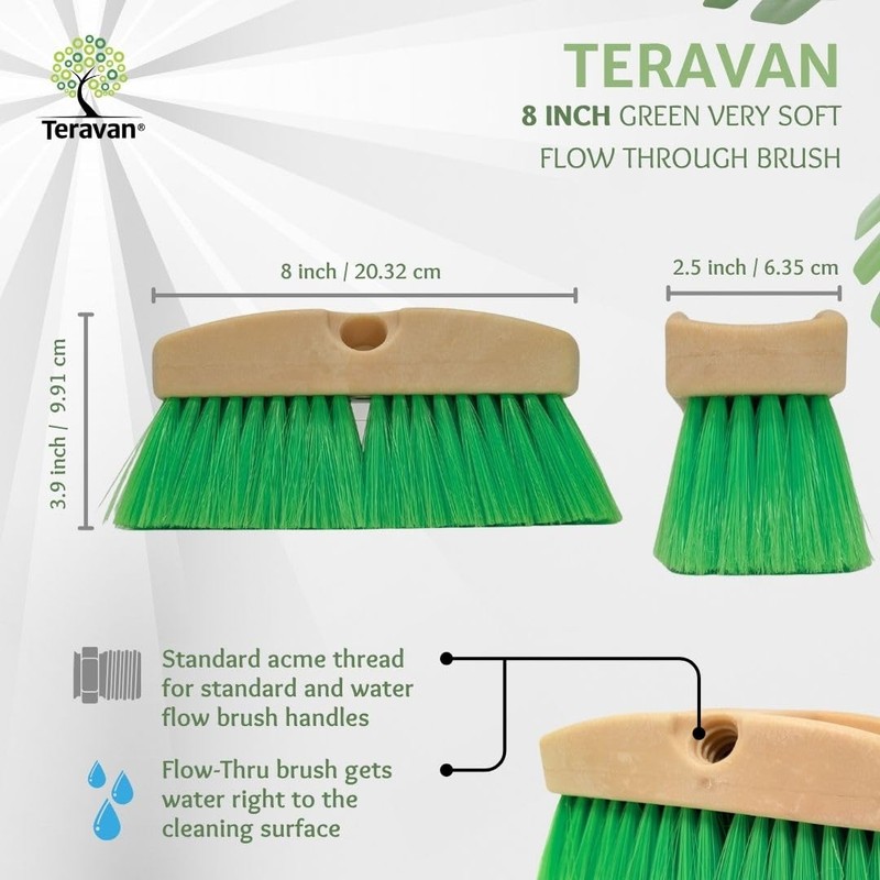 Teravan Green Flow Through Brush Head, Extra Soft Bristle Brush