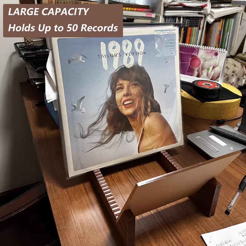 GBACHOOSE Pack of 2 Vinyl Record Storage for 50 LPs,