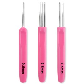 Mabor 3Pcs Dreadlock Crochet Hooks, Dreadlock Needle Tool for Craft, Crochet Hook for Hair Braid Tool with Ergonomic Handle 0.5mm 1&2&3 Hook