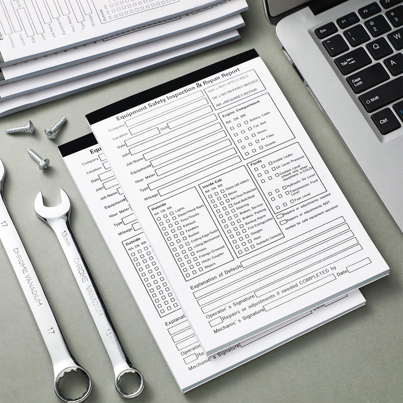10 Pack 5.5" x 8.5" Equipment Safety Inspection Report Detailed