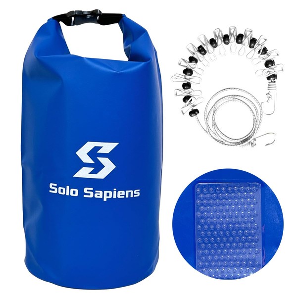 Solo Sapiens Zablu Laundry Bag, Laundry Bag, Travel, Convenient Goods, Portable, Waterproof, Portable (10L Blue with Laundry Rope)