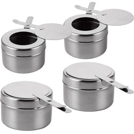 GBACHOOSE Pack of 4 Fuel Paste Containers, Fondue Burner, Stainless Steel, Food Warmer with Cover, Fuel Paste for Warming Containers, Spirit Burner for Chafing Dish Fuel Paste, Buffet Accessories,