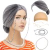 Feacole Old Lady Costume Set-Grandmother Wig,Wig Caps, Madea Granny Glasses,