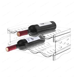 YENXIKU Wine Rack for Countertop, Fridge, Inside Cabinet, 2 Tier Plastic Tabletop Wine Bottle Holder, Water Bottle Organizer for Refrigerator, Pantry, Hold 8 Bottles