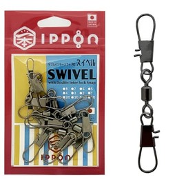 IPPON (Single Piece) Double Intersnap Swivel, Made in Japan, Stainless Steel, Salkan, Value for Fishing, Fishing Gimmicks (#1/0/0/6 Pieces/Strength: 61.7 lbs (28 kg)