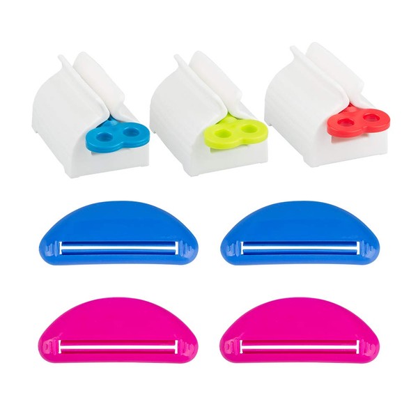 DanziX Toothpaste Squeezer, 3 Pieces Rotating Dispenser with 4 Flat Tube Squeezers for Bathroom Hair Color Cosmetic Oil Painting