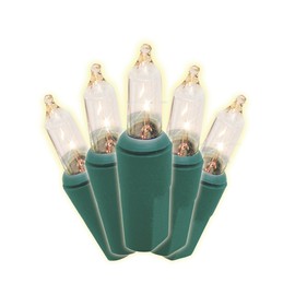 Brite Star 100 Count Mini String to String Christmas Lights, Green Wire, Clear