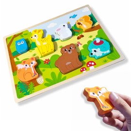 Antevia Wooden Puzzle for Kids and Baby Animal Shape 3D Animal Shape Educational Toy from 10 Months (Educa L1)